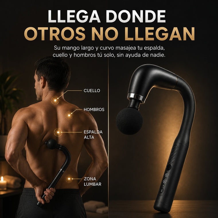 Pistola de Masaje Muscular de Percusión — Mango Largo Pro