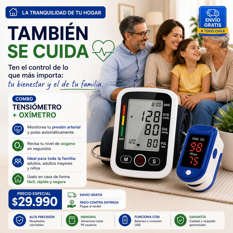 Tensiómetro Digital + Oxímetro de Pulso