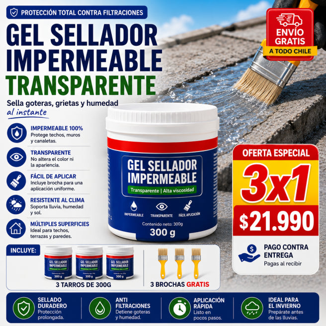 Sellador Impermeable Transparente 300gr + Brocha