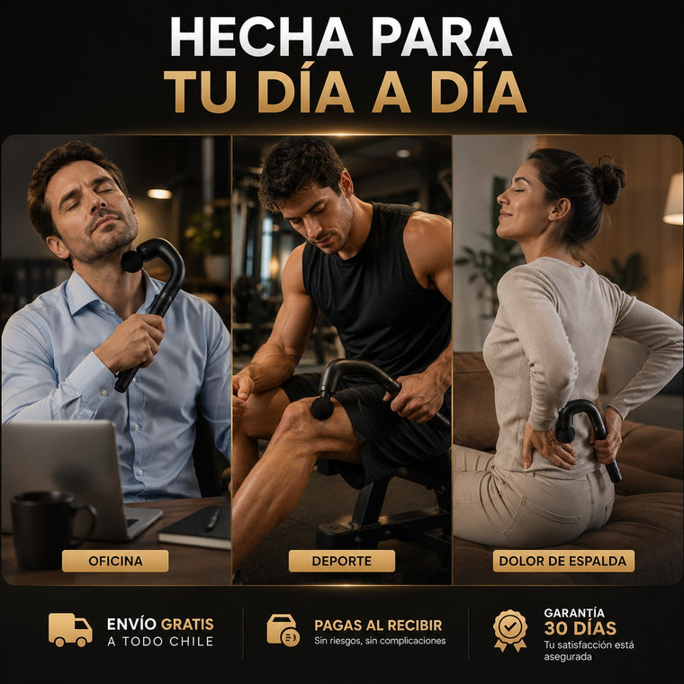 Pistola de Masaje Muscular de Percusión — Mango Largo Pro